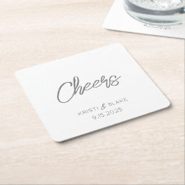 Porta-copo De Papel Quadrado CHEERS NOMES DE Casal DE DATA DE NEGÓCIOS Minimali