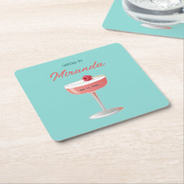 Porta-copo De Papel Quadrado Cheers to [Name] Personalized Party 