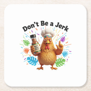 Porta-copo De Papel Quadrado Chef de Frango Molho Picante Engraçado   Humor de 