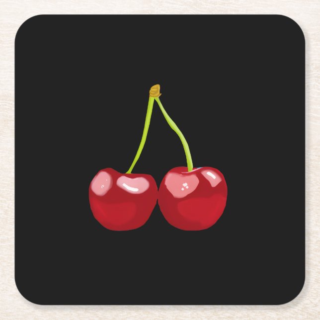 Porta-copo De Papel Quadrado cherries (Frente)