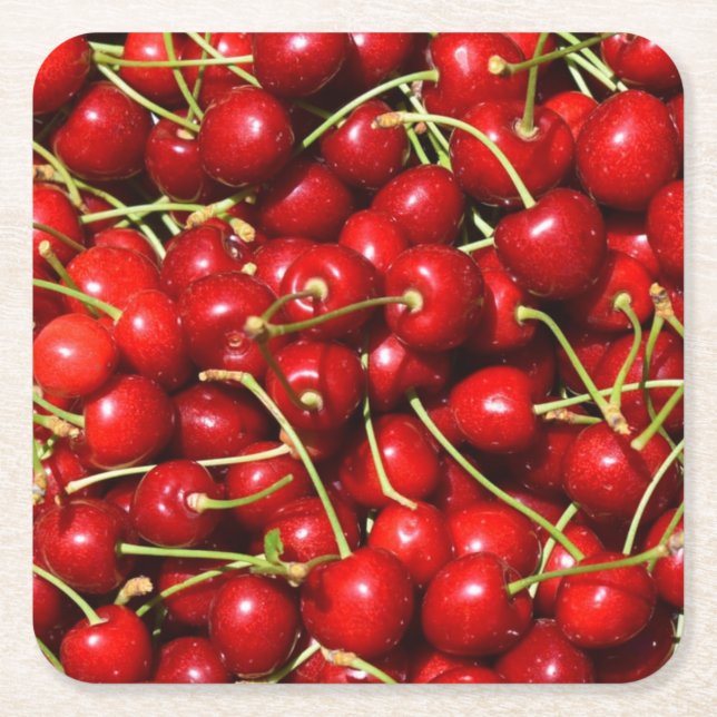 Porta-copo De Papel Quadrado Cherries Red (Frente)