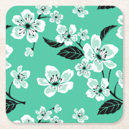 PORTA-COPO DE PAPEL QUADRADO CHERRY BLOSSOM - SAKURA (MINT)