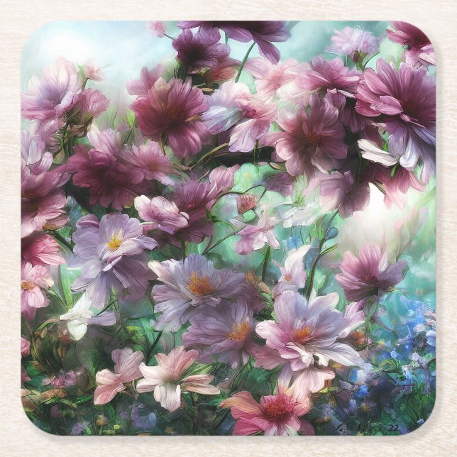 Porta-copo De Papel Quadrado Cherry Blossom Splash (Frente)
