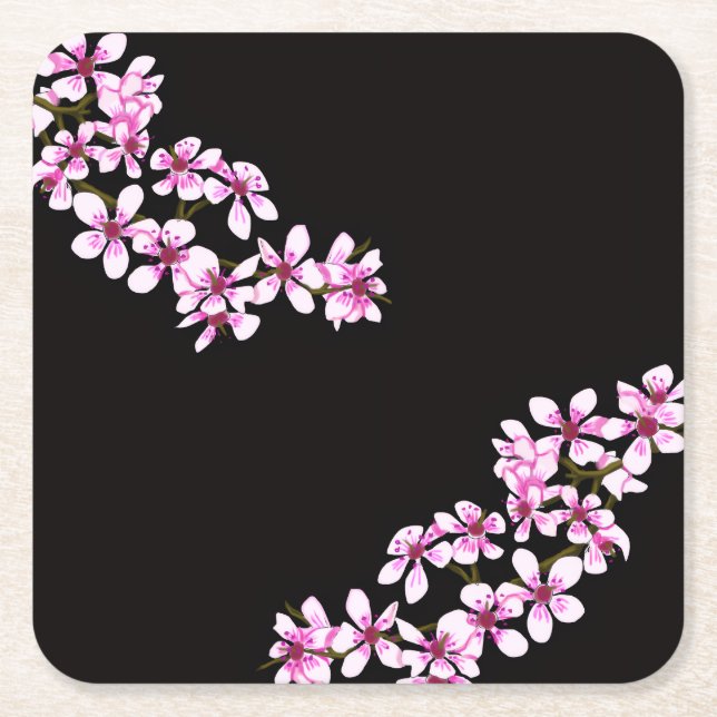 Porta-copo De Papel Quadrado cherry flowers (Frente)