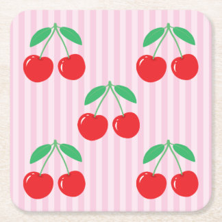 Porta-copo De Papel Quadrado Cherry Paper Square Coasters