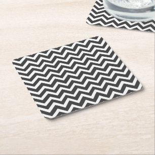 Porta-copo De Papel Quadrado Chevron preto e branco de estilo moderno