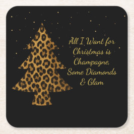 Porta-copo De Papel Quadrado Chic Holiday Leopard Tree Design