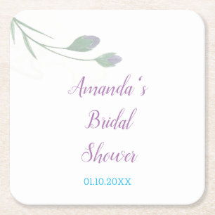 Porta-copo De Papel Quadrado Chic Minimalista Chuva de Noiva Floral
