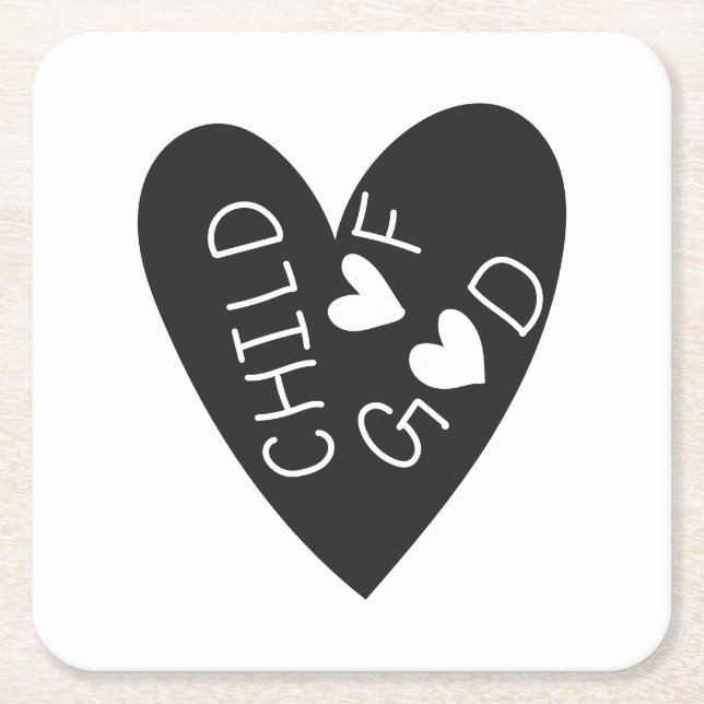 Porta-copo De Papel Quadrado Child of God Black Heart (Frente)