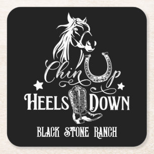 Porta-copo De Papel Quadrado Chin sobe saltos em cima de um amante de cavalo de