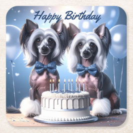 Porta-copo De Papel Quadrado Chinese Crested Birthday