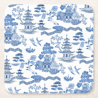 Porta-copo De Papel Quadrado Chinoiserie Blue Willow pattern 
