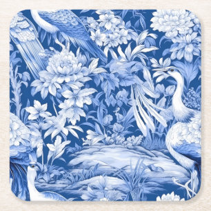 Porta-copo De Papel Quadrado Chinoserie azul e branca Design 8