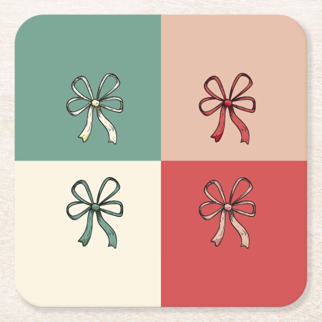 Porta-copo De Papel Quadrado christmas bow conquette (Frente)