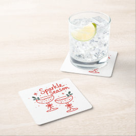 Porta-copo De Papel Quadrado Christmas Cocktails Sparkle Season 