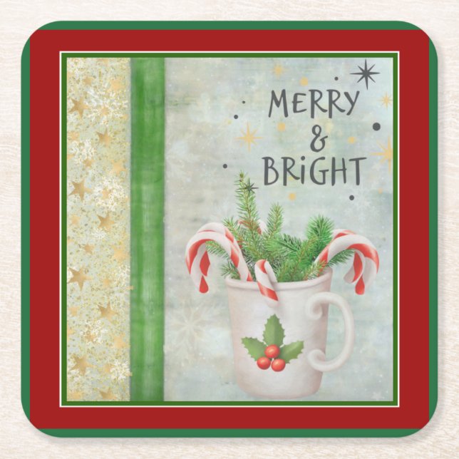 Porta-copo De Papel Quadrado Christmas Paper Coaster (Frente)