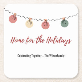 Porta-copo De Papel Quadrado Christmas Paper Coaster with Playful Holiday Icons