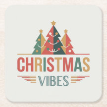 Christmas Vibes Square Coaster Set