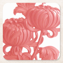 Porta-copo De Papel Quadrado Chrysanthemum Rosa