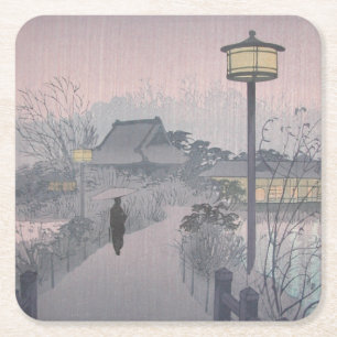 Porta-copo De Papel Quadrado Chuva Crepuscular no Caminho para Shinobazu no Jap