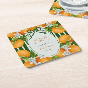 Porta-copo De Papel Quadrado Chuva de Amor Laranja Listras Baby Shower