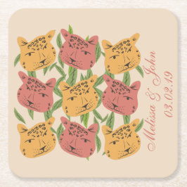 Porta-copo De Papel Quadrado Chuva de Arroz de Noiva Chita Cheetah Plantas da S