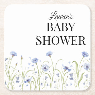 Porta-copo De Papel Quadrado Chuva de Bebê com Flor Silvestre