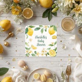 Porta-copo De Papel Quadrado Chuva de Bebê Personalizada com Aquarela de Flor d