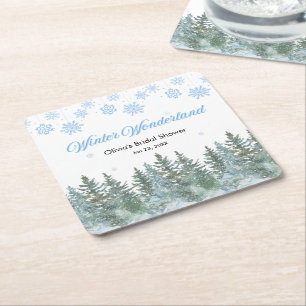Porta-copo De Papel Quadrado Chuva de Neve Inverno Casamento das Maravilhas