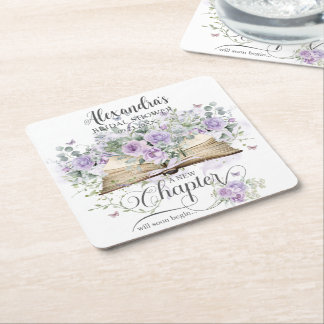Porta-copo De Papel Quadrado Chuva de Noiva Flor de Lilás Roxo Livro Novo Capít