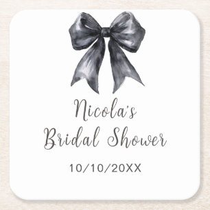 Porta-copo De Papel Quadrado Chuva de Noiva Laço Coquete Preto