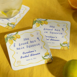 Porta-copo De Papel Quadrado Chuva de Noiva Limão Main Squeeze Desenhado à Mão