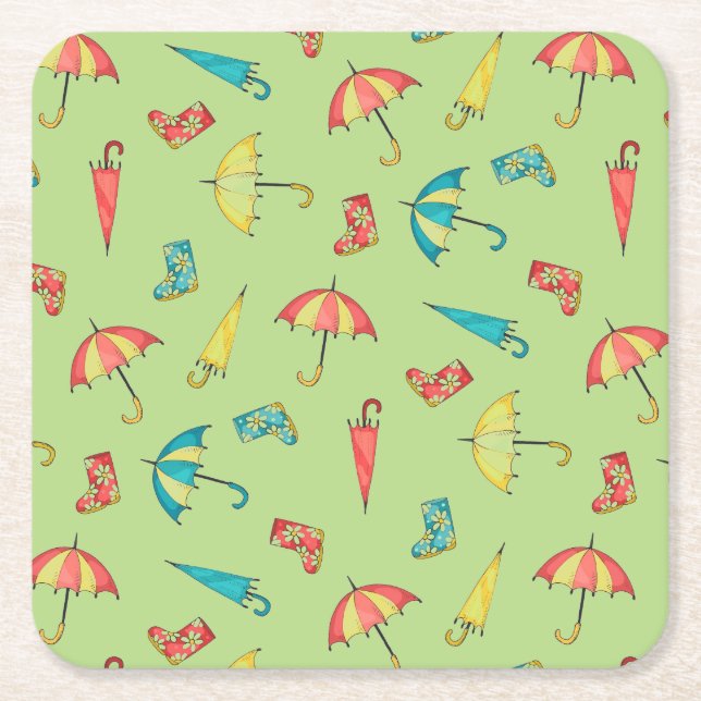 Porta-copo De Papel Quadrado Chuva de Primavera I (Frente)