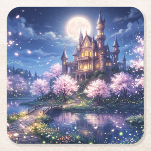 Porta-copo De Papel Quadrado Cidade Fantasia e Castelo