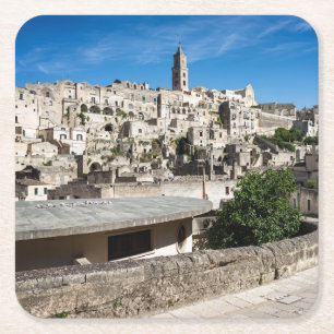 Porta-copo De Papel Quadrado Cidade velha de Matera dos di de Sassi