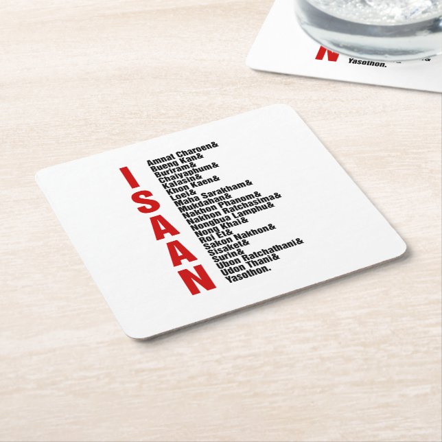 Porta-copo De Papel Quadrado Cidades de Isaan, Tailândia (Inclinado)