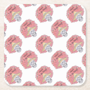 Porta-copo De Papel Quadrado cinco de mayo calavera