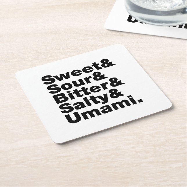 Porta-copo De Papel Quadrado Cinco gostos básicos (Inclinado)