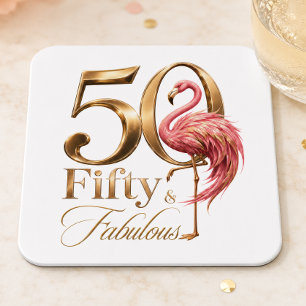 Porta-copo De Papel Quadrado Cinquenta e Fabuloso Flamingo Rosa Festa de Aniver