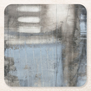 Porta-copo De Papel Quadrado Cinza Abstrato e pintura azul