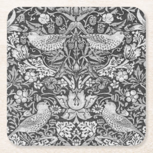 Porta-copo De Papel Quadrado Cinza de Morango, William Morris