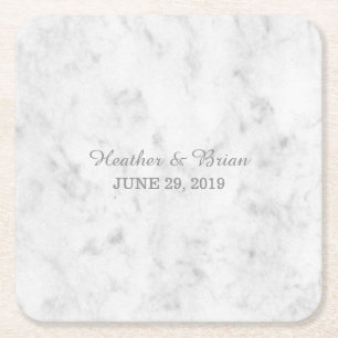 Porta-copo De Papel Quadrado Cinza Elegante Marble Wedding