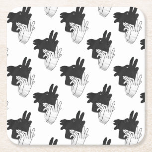 Porta-copo De Papel Quadrado Cinza Hand Silhouette Billy Goat