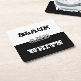 Porta-copo De Papel Quadrado Cinza Preta Texto Branco E Design de Cores Sólidas