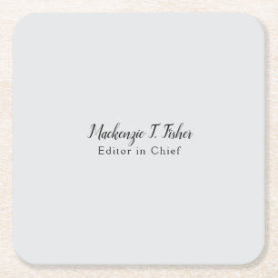 Porta-copo De Papel Quadrado Cinza Simples Elegante De Caligrafia Clássica