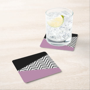 Porta-copo De Papel Quadrado Cinza Zigzag, Cinza Chevron, Zigzag Patterno, Roxo
