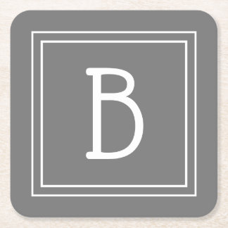 Porta-copo De Papel Quadrado Cinzas Monogramas e  brancas