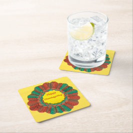 Porta-copo De Papel Quadrado Circular Dourada Verde Laranja Geométrica de Ação 