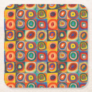 Porta-copo De Papel Quadrado Círculos Concentrados Quadrados de Kandinsky