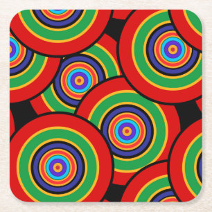 Porta-copo De Papel Quadrado Círculos e anéis retro